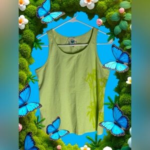 My Earth Too ‘Natural.’ Tank Top Women’s Sz L Mint Green 100% Cotton